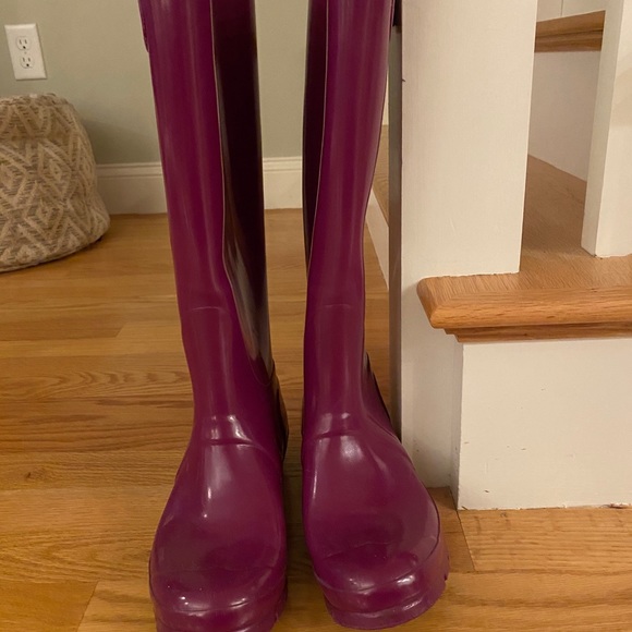 Hunter Boots Tall Glossy Magenta Sz 7 - Picture 3 of 6